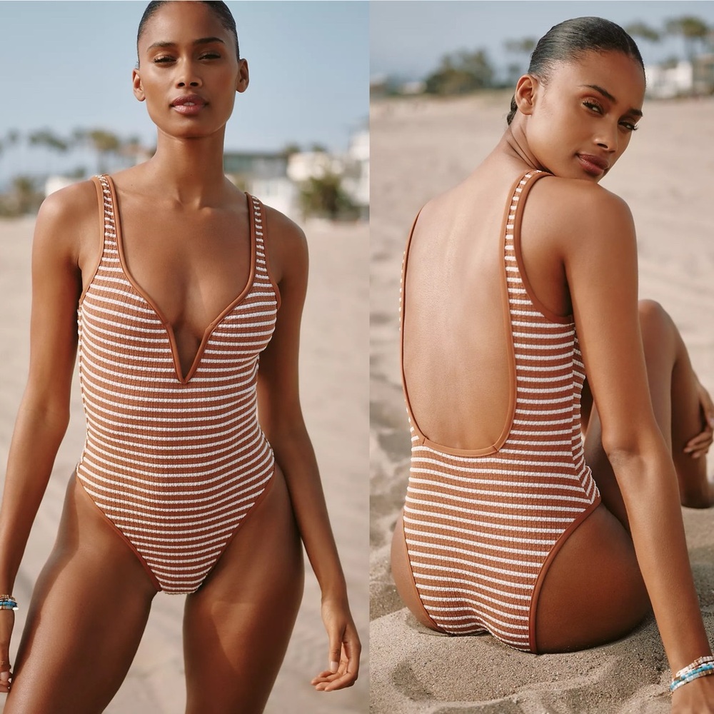 NWT Anthropologie LSPACE Coco Striped One Piece Swimsuit